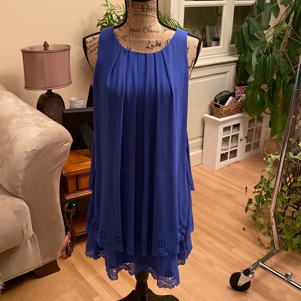 Jessica Simpson blue ruffle layer dress